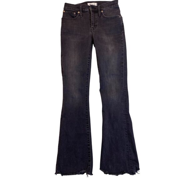 Madewell Womens Jeans 24T Cali Demi-Boot Gray Denim Raw Hem Stretchy Waist Slim - Picture 1 of 16